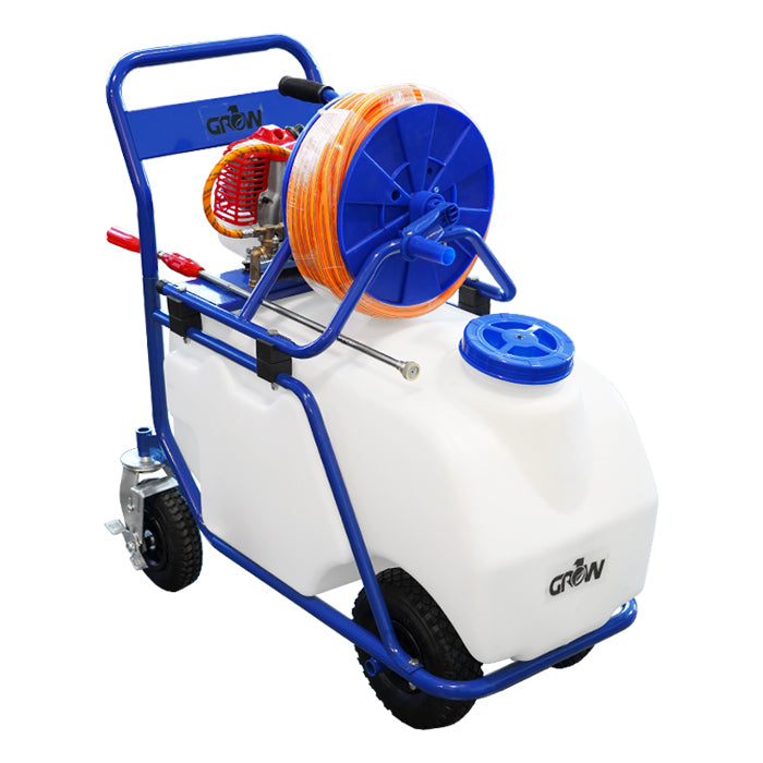 rolling garden sprayer GROW1 CropCart 23 Gallon Gas Powered Ag Cart Sprayer 150ft Hose