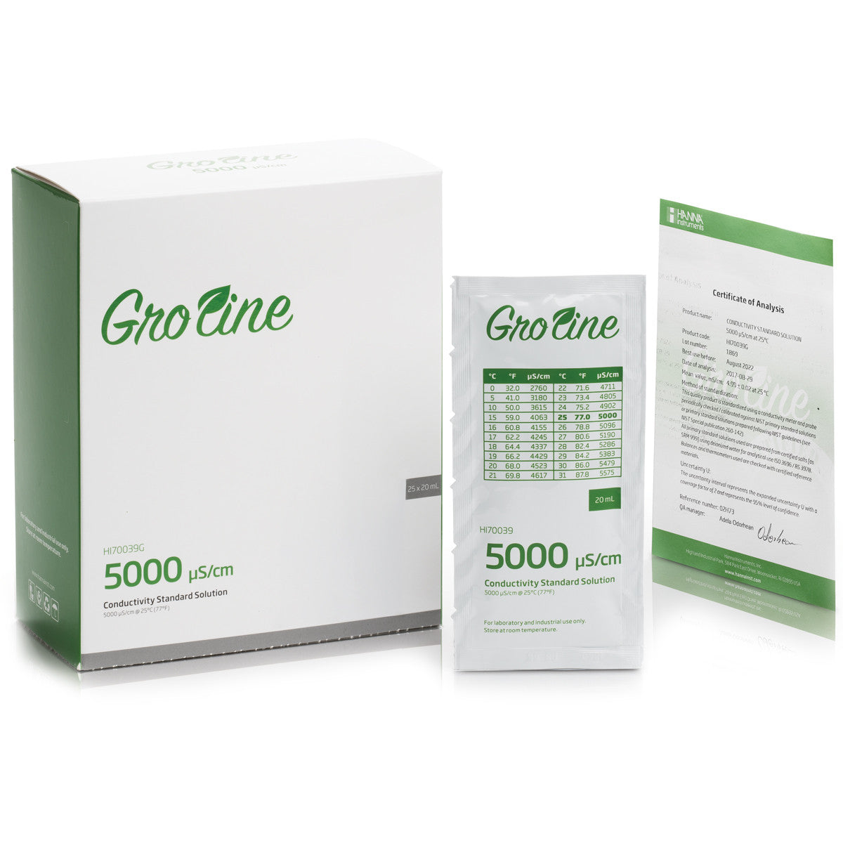 GroLine Conductivity Standard with Certificate 20 mL sachets