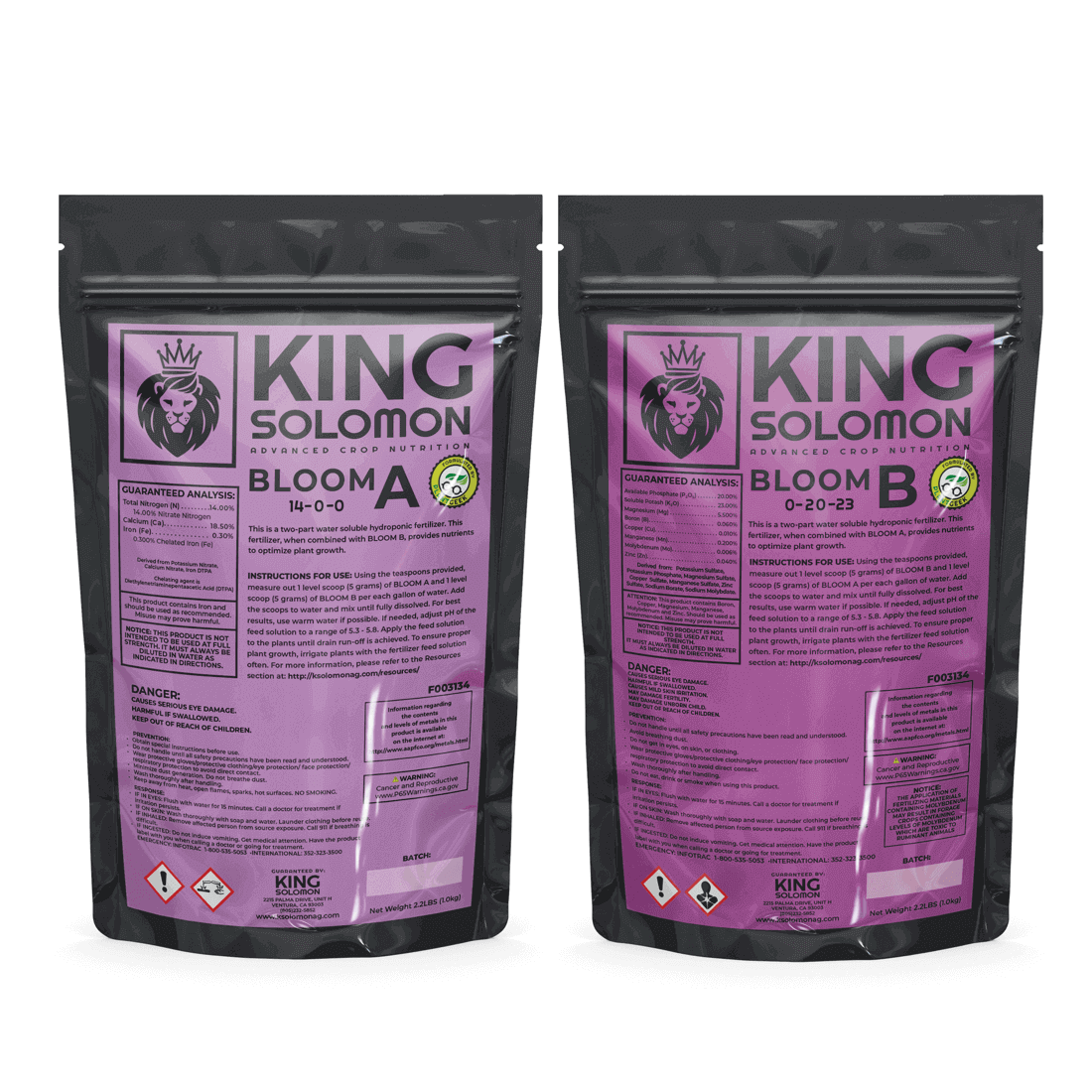 King Solomon Bloom A & B - 2.2 lbs of each