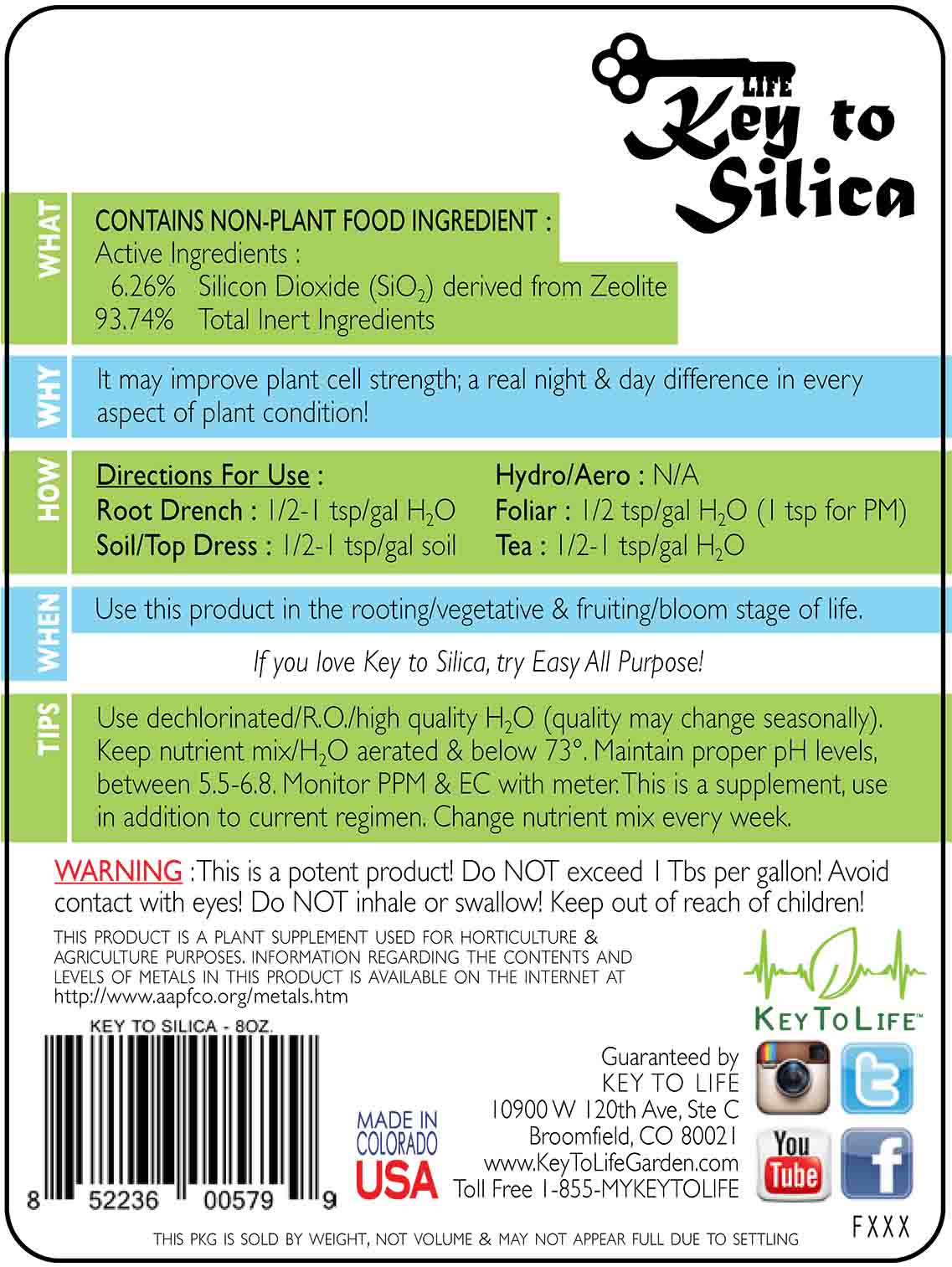 Key to Silica Label