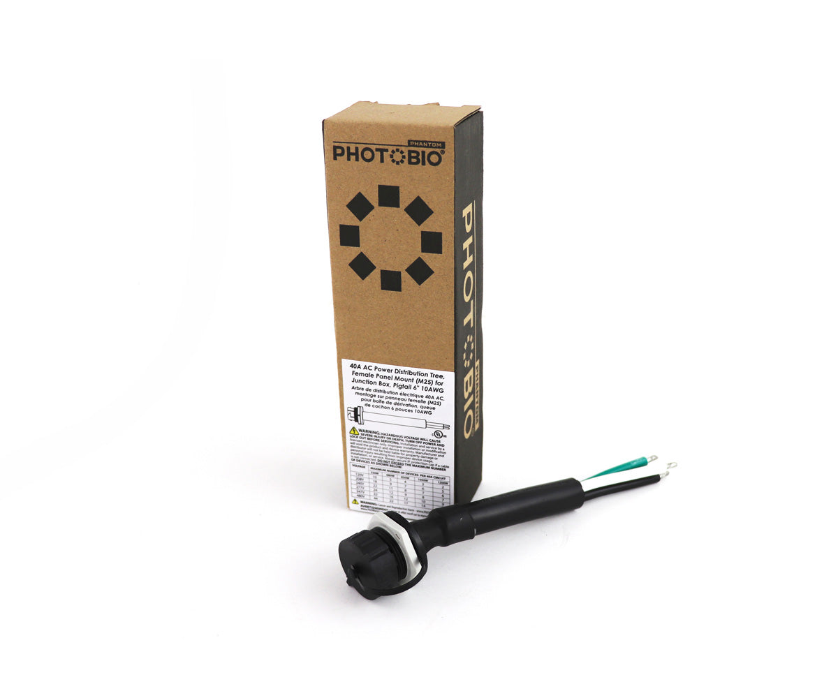 PHOTOBIO AC Female Panel mount, 40A M25, 6 Inch with Box