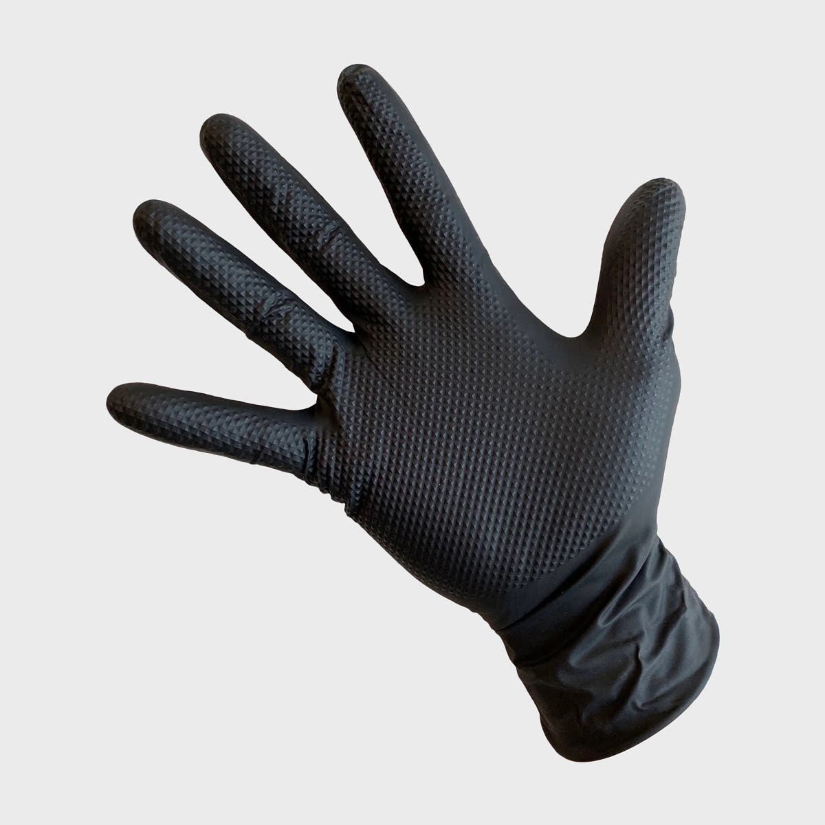 FloraFlex Powder-Free Black Diamond Nitrile Gloves with enchanced grip