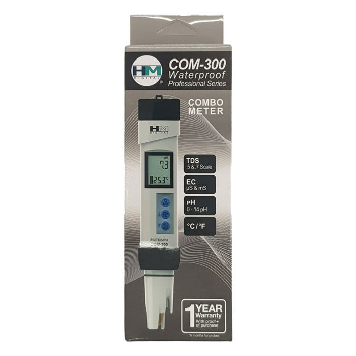 HM Digital pH/TDS/EC/Temp Meter COM-300 Box