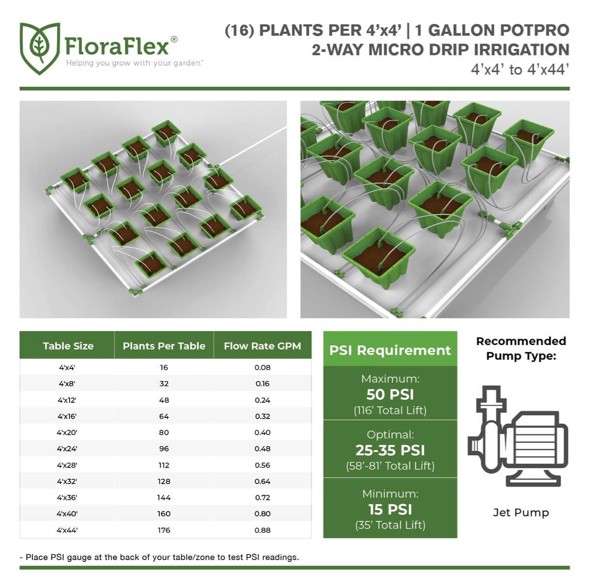 16 Plant Micro Drip Irrigation Kit w/ 1 Gal Pots