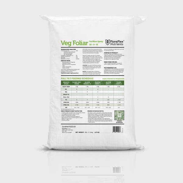 FloraFlex Nutrients | Veg Foliar Fertilizer Spray, 25 Lb Backs