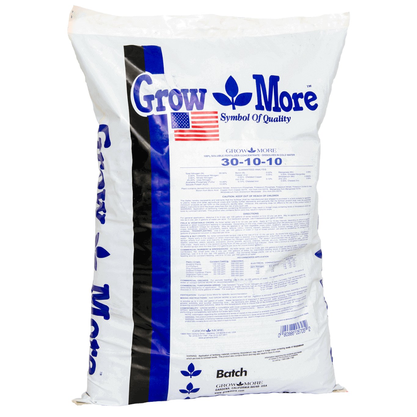 Grow More Water Soluble 30-10-10, 25 lbs