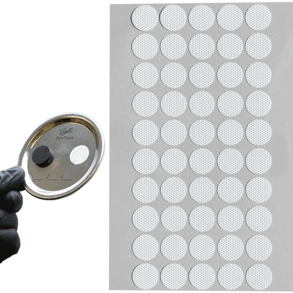 Mycology Supplies Adhesive Jar Filter Discs - Sheet of 50