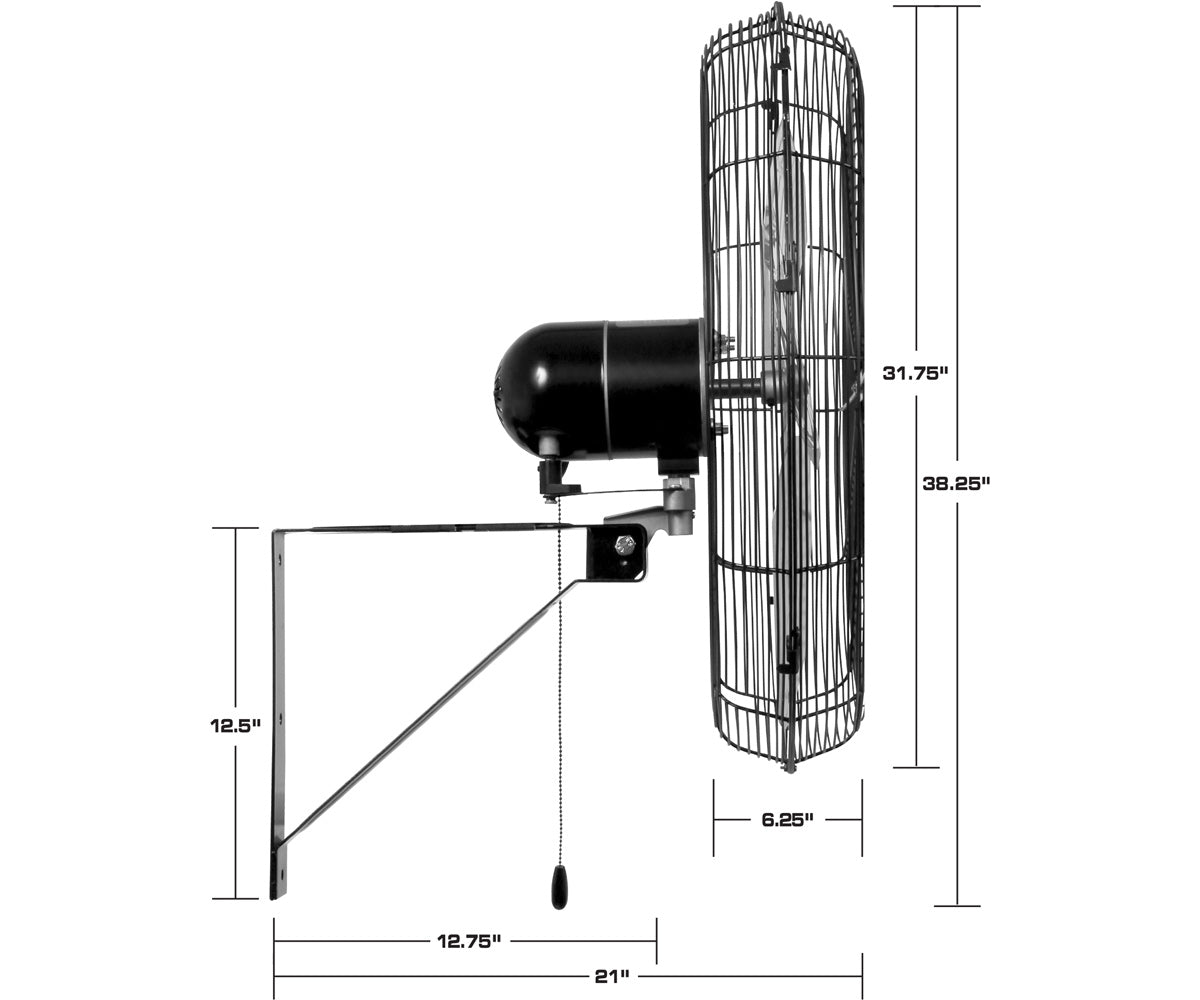 Hurricane Pro Grade Oscillating Wall Fan - 30" Dimensions