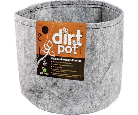 Dirt Pot Flexible Portable Planter, Grey without Handles