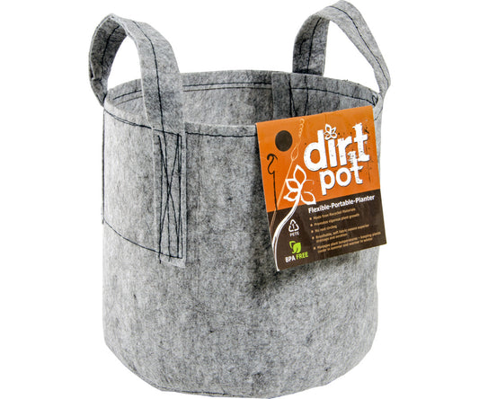 Dirt Pot Flexible Portable Planter, Grey with Handle