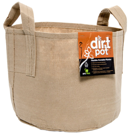 Dirt Pot Flexible Portable Planter, Tan with Handle