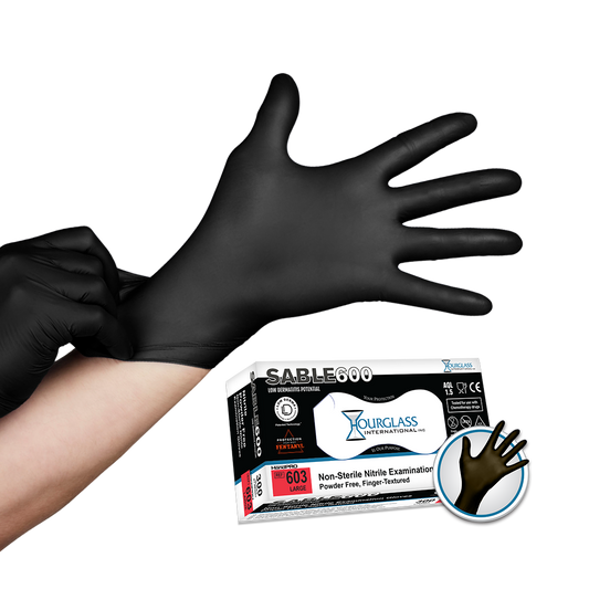 Sable600 Nitrile Exam Gloves 300 Count, Black