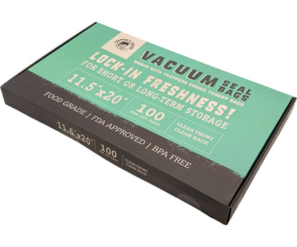 Trapper's Choice Vacuum Seal Bags, Clear/Clear 11.5" x 20" 4mil (Pack of 100)