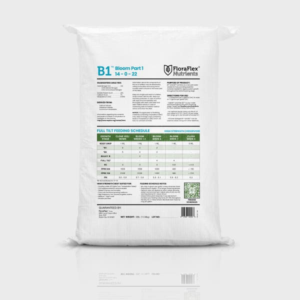 FloraFlex Nutrients B1 - Bloom Part 1, 25 Lb Bag Back