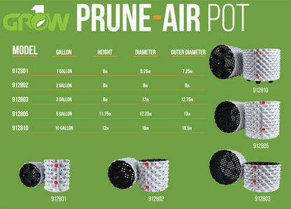 Grow1 Prune-Air Pot Sizes