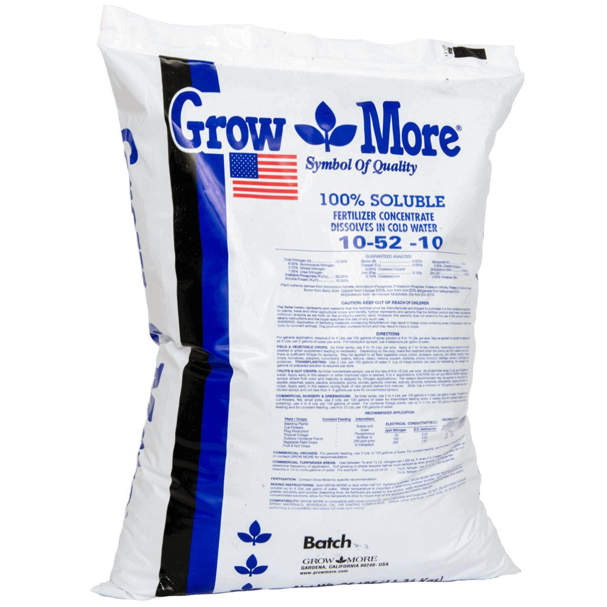Grow More Water Soluble 10-52-10, 25 lbs